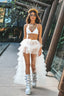 Isabella | Layered Tulle High-Low Maxi Skirt White