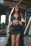 Isabella | Layered Tulle High-Low Maxi Skirt Black