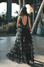 Isabella | Layered Tulle High-Low Maxi Skirt Black