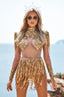 Juliana | Gold Sequin Fringe Mesh Bodysuit